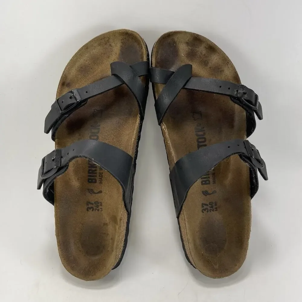 Birkenstock Mayari Sandals Womens Size 37 US 6-6.5 Black Birkoflor Toe Loop - Picture 5 of 9